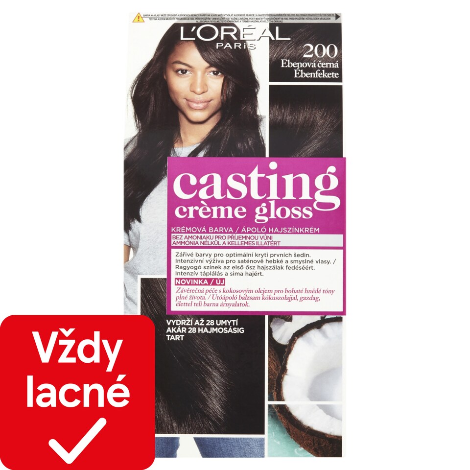L'Oréal Paris Casting Creme Gloss, semipermanentná farba 200 EBENOVÁ ČIERNA, 48 +72 +60 ml