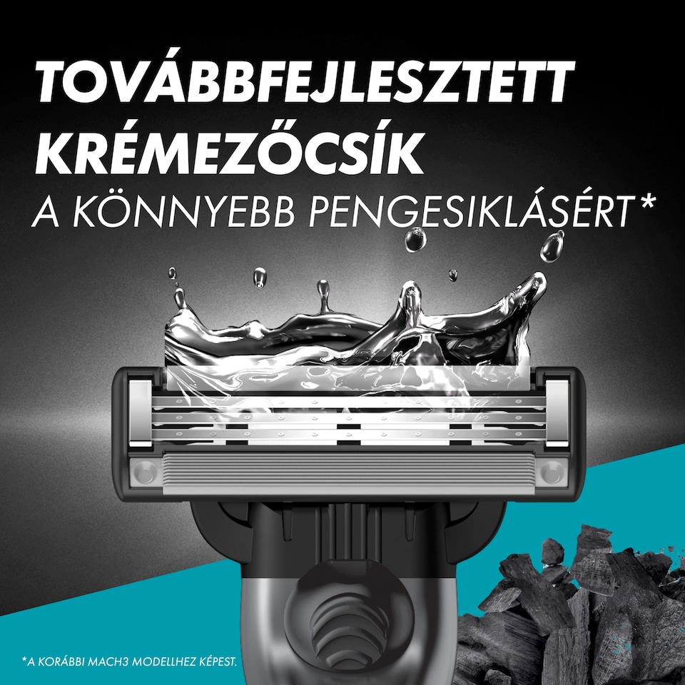 Gillette Mach3 Charcoal Férfi Borotvabetétek, 8 3 Pengés Borotvabetétek  1. kép