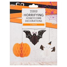 Tesco Halloween Paper Honeycomb Decorations 3 Pack