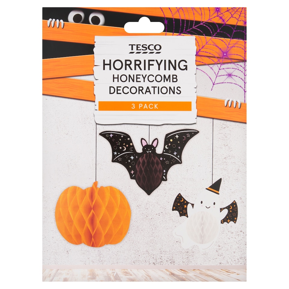 Tesco Halloween Paper Honeycomb Decorations 3 Pack