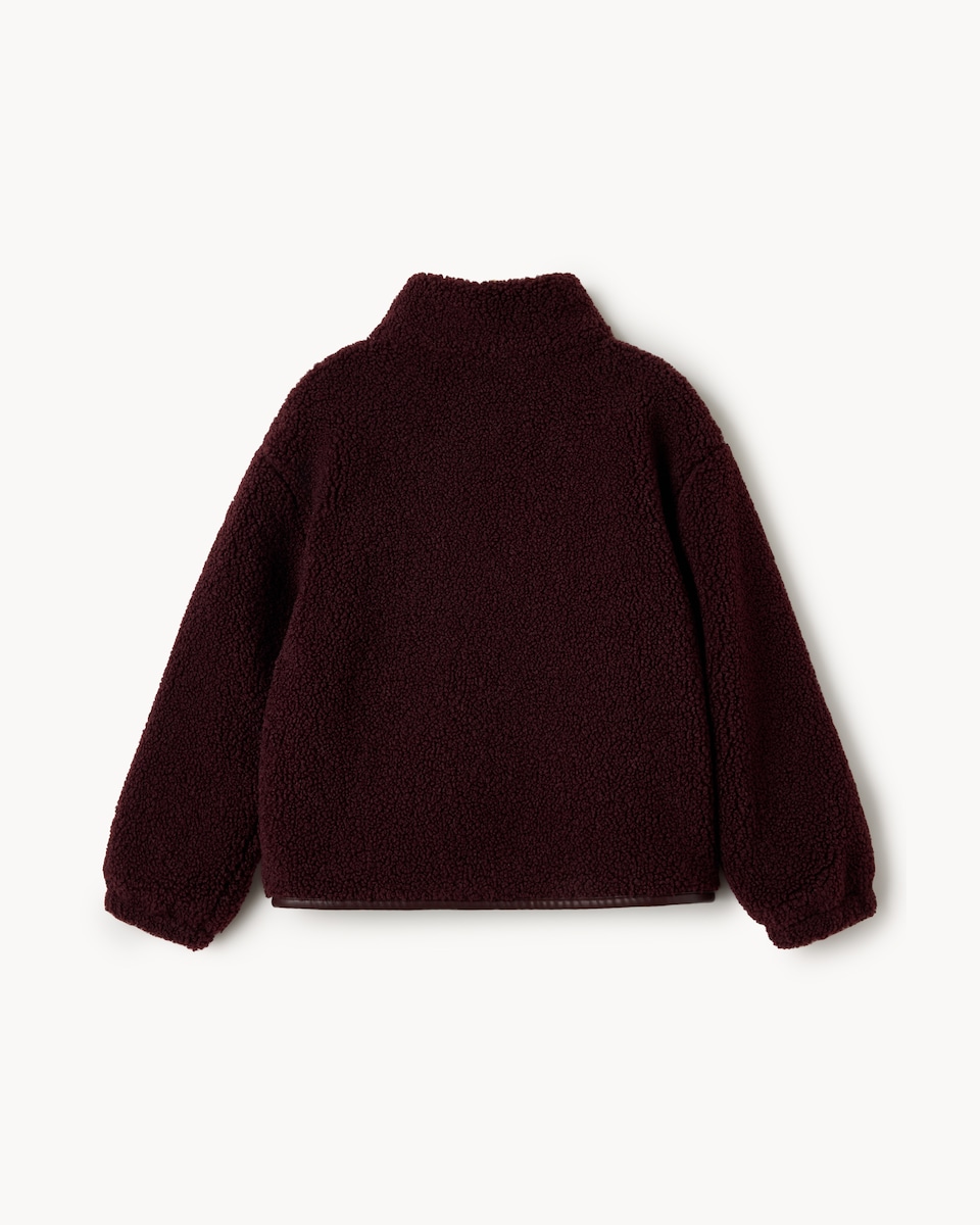 image 1 of F&F Girls Borg Zip Through Fleece in Burgundy