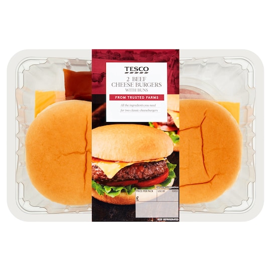 Tesco Cheese Burgers In Buns 469G Tesco Groceries