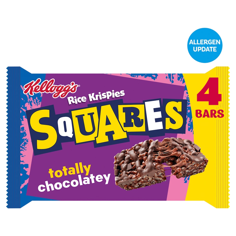 image 1 of Kellogg's Rice Krispies Squares Chocolate Snack Bars 4x36g
