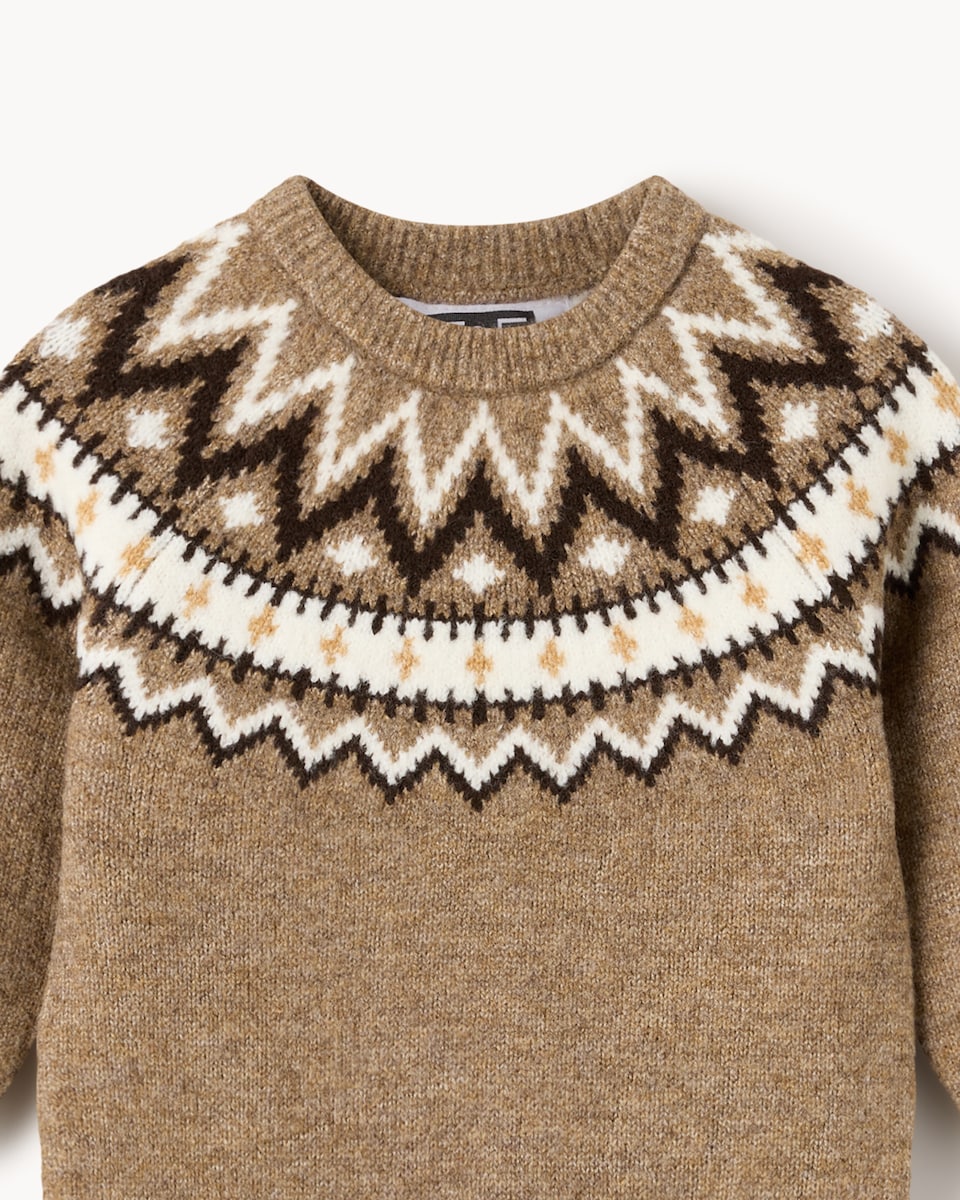 image 1 of F&F Baby Fair Isle Jumper in Brown
