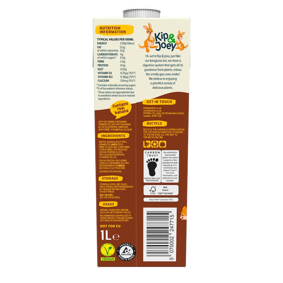 image 1 of POTINA Banana Cocoa Oat drink 1 Litre