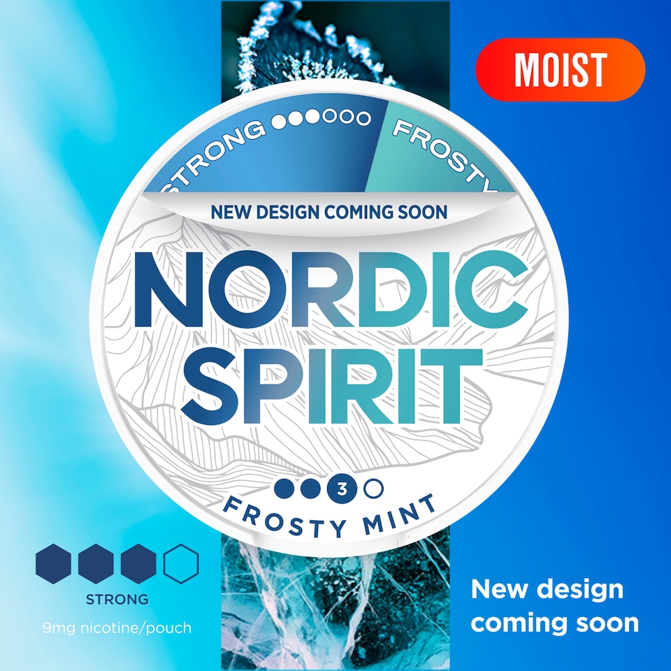 image 1 of Nordic Spirit Frosty Mint Tobacco Free Nicotine Pouches Strong 20 Pack 9mg 14g