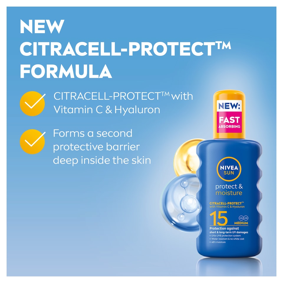 image 1 of NIVEA SUN Protect & Moisture Sun Cream Spray SPF15 200ml