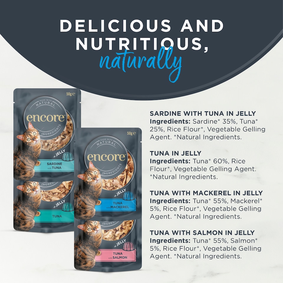 image 1 of Encore Natural Wet Cat Food Fish Selection in Jelly Pouches 24 x 50g
