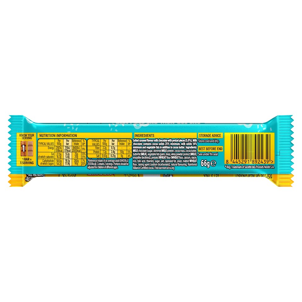 image 1 of Yorkie Duo Salted Caramel Pretzel Flavour Limited Edition Chocolate Bar 66g