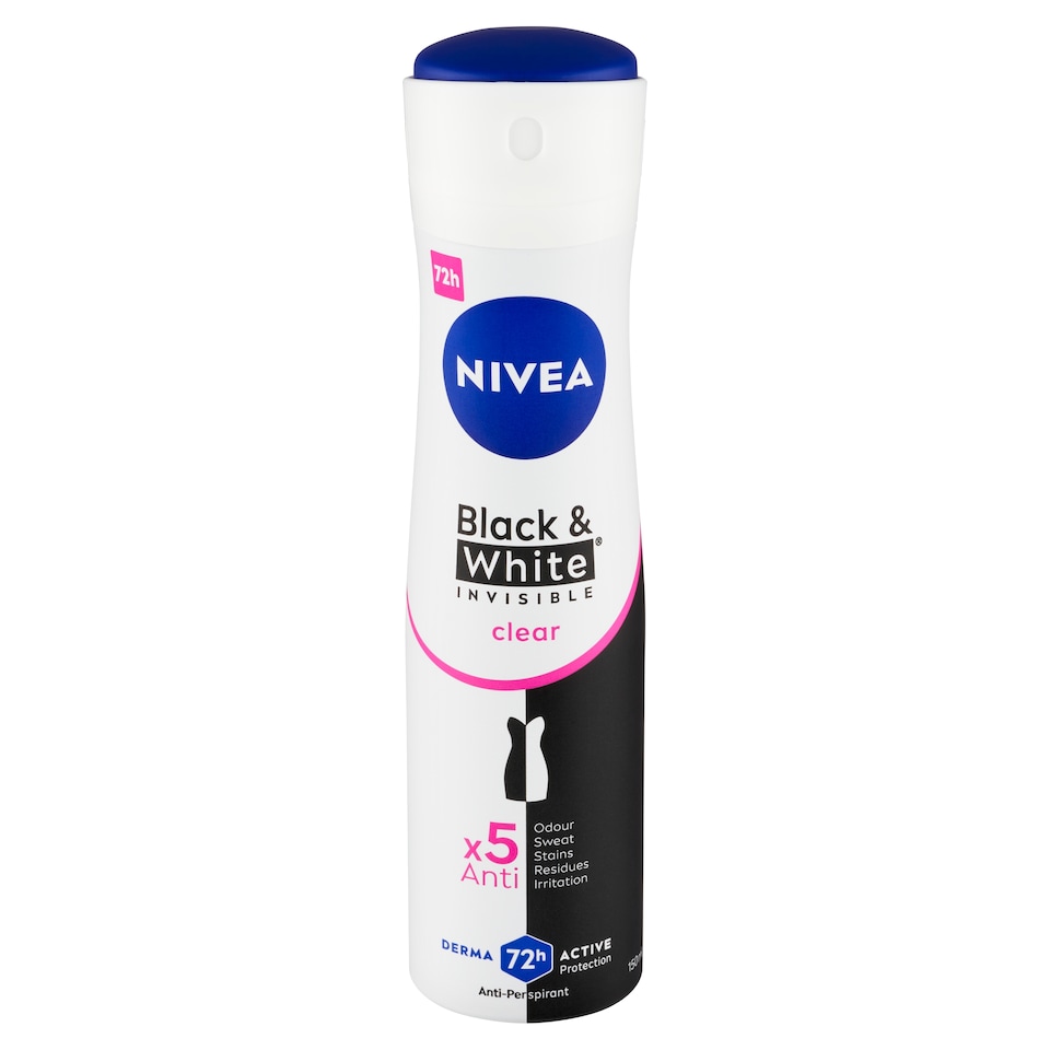 obrázok 1 z Nivea Black & White Invisible Clear Sprej antiperspirant 150 ml