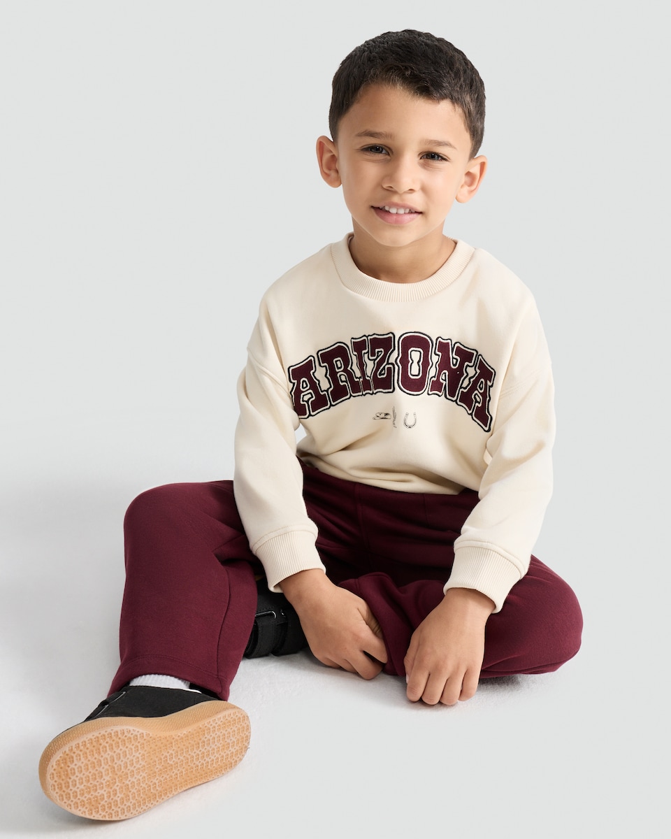 image 1 of F&F Boys 2-Piece Cotton Rich Arizona Sweatshirt and Joggers Set in Purple