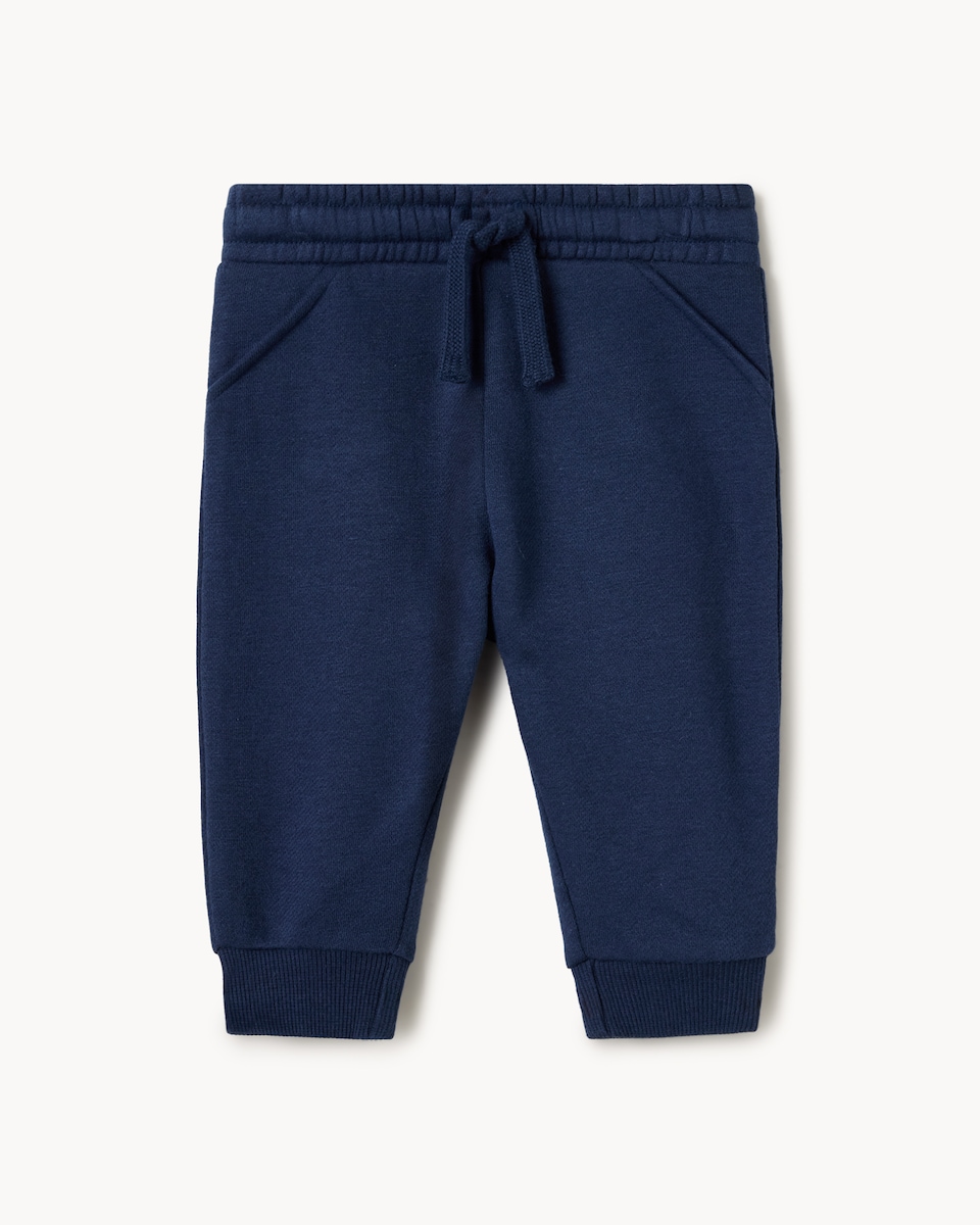 image 1 of F&F Baby 2-Pack Cotton Rich Joggers in Navy
