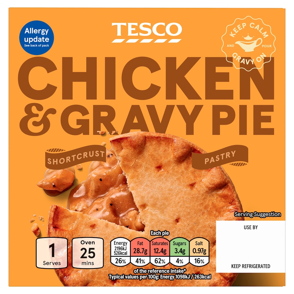 Tesco Chicken & Gravy Shortcrust Pie 200g