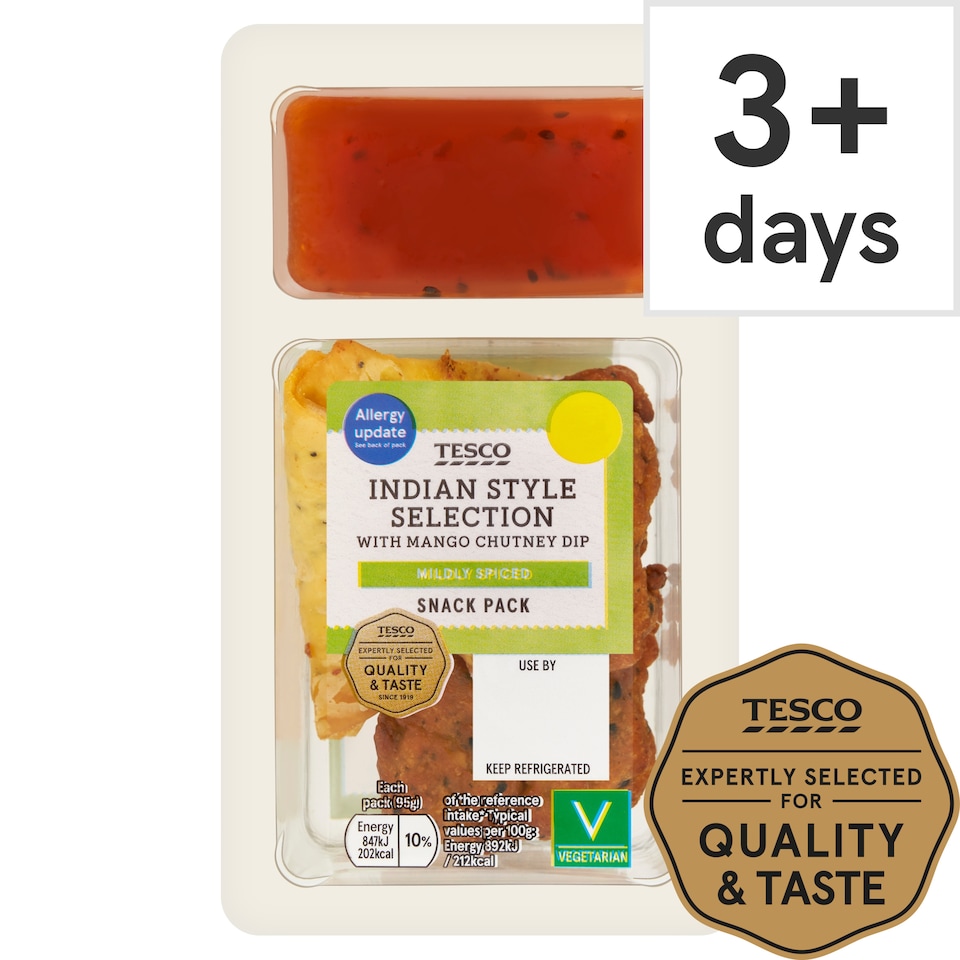 Tesco Indian Style Selection With Mango Dip 95G