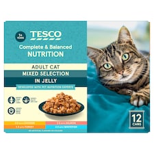 Tesco Adult Cat Food Mixed Selection In Jelly 12X400g