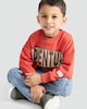 image 1 of F&F Boys Cotton Rich Adventure Off Road Print Sweatshirt in Orange