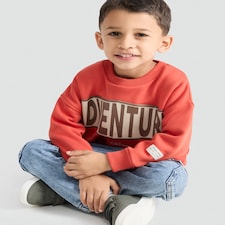 F&F Boys Cotton Rich Adventure Off Road Print Sweatshirt in Orange