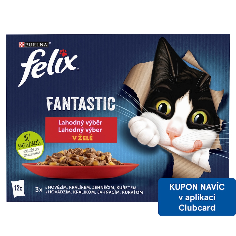 Felix Fantastic Pouches for Cats Chicken, Beef, Rabbit, Lamb in Jelly 12 x 85g
