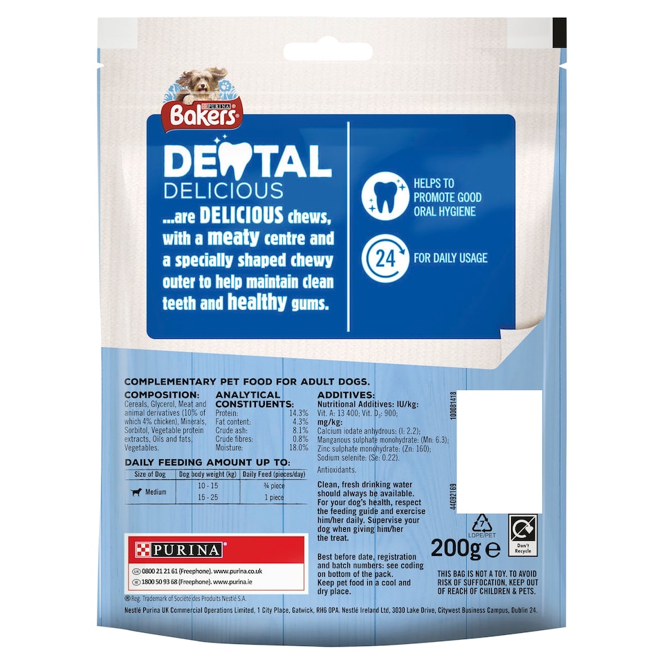 image 1 of Bakers Dental Delicious Medium Chicken 200G