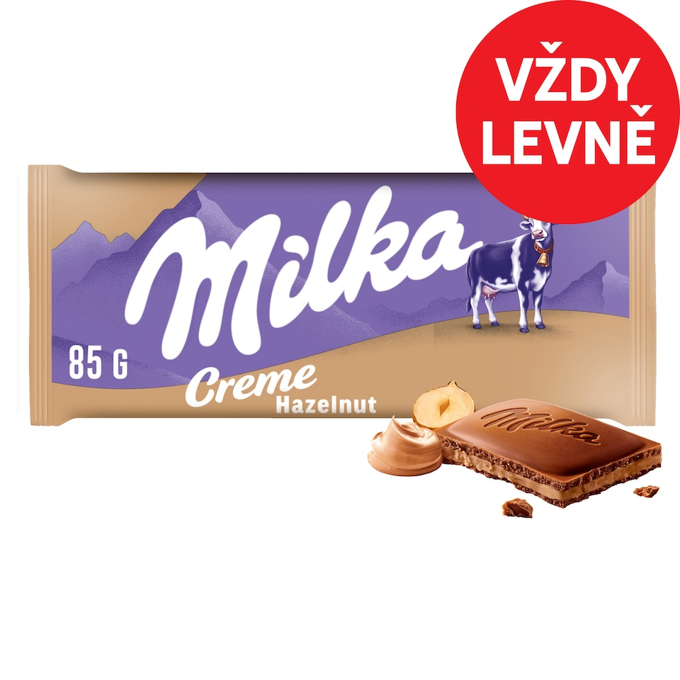 Milka čokoláda Hazelnut créme mléčná 85g