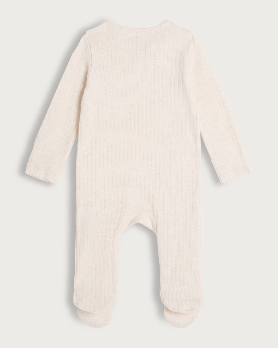 image 1 of F&F Baby 2-Pack Cotton Rich Ribbed Bear Print Sleepsuits in White