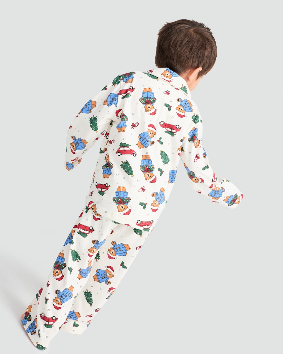image 1 of Paddington Bear 2-Piece Pure Cotton Christmas Revere Shirt and Trousers Pyjamas Set in Multi