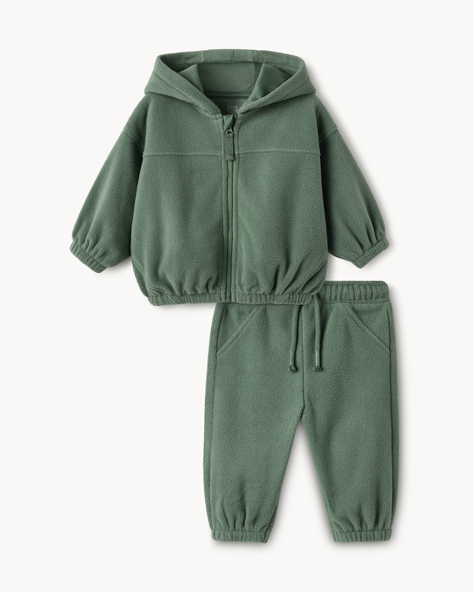 image 1 of F&F Baby Fleece Hoodie and Joggers Set in Green