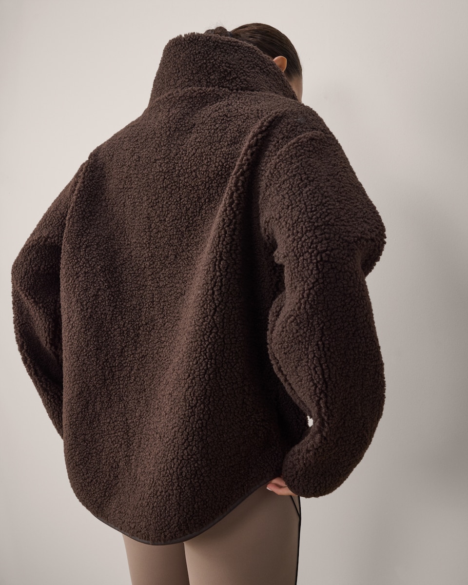 image 1 of F&F Active OUTDOOR Fleece Half Zip Jacket in Chocolate