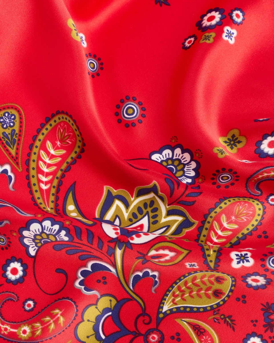 image 1 of F&F Satin Paisley Floral Print Scarf in Red