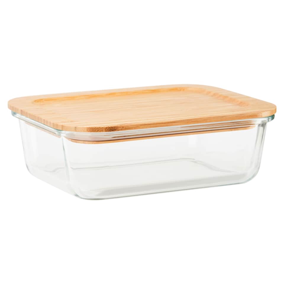 image 1 of Tesco Glass Food Storage Bamboo Lid 1L