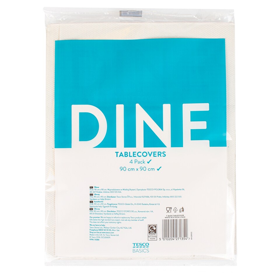 Tesco Table Cover White 90X90cm 4 Pack