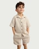 image 1 of F&F Boys 2-Piece Pure Cotton Textured Shirt and Shorts Set in Stone
