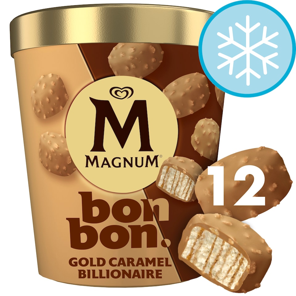 image 1 of MAGNUM BON BON GOLD CARAMEL BILLIONAIRE ICE CREAM BITES 12 PACK 204ML