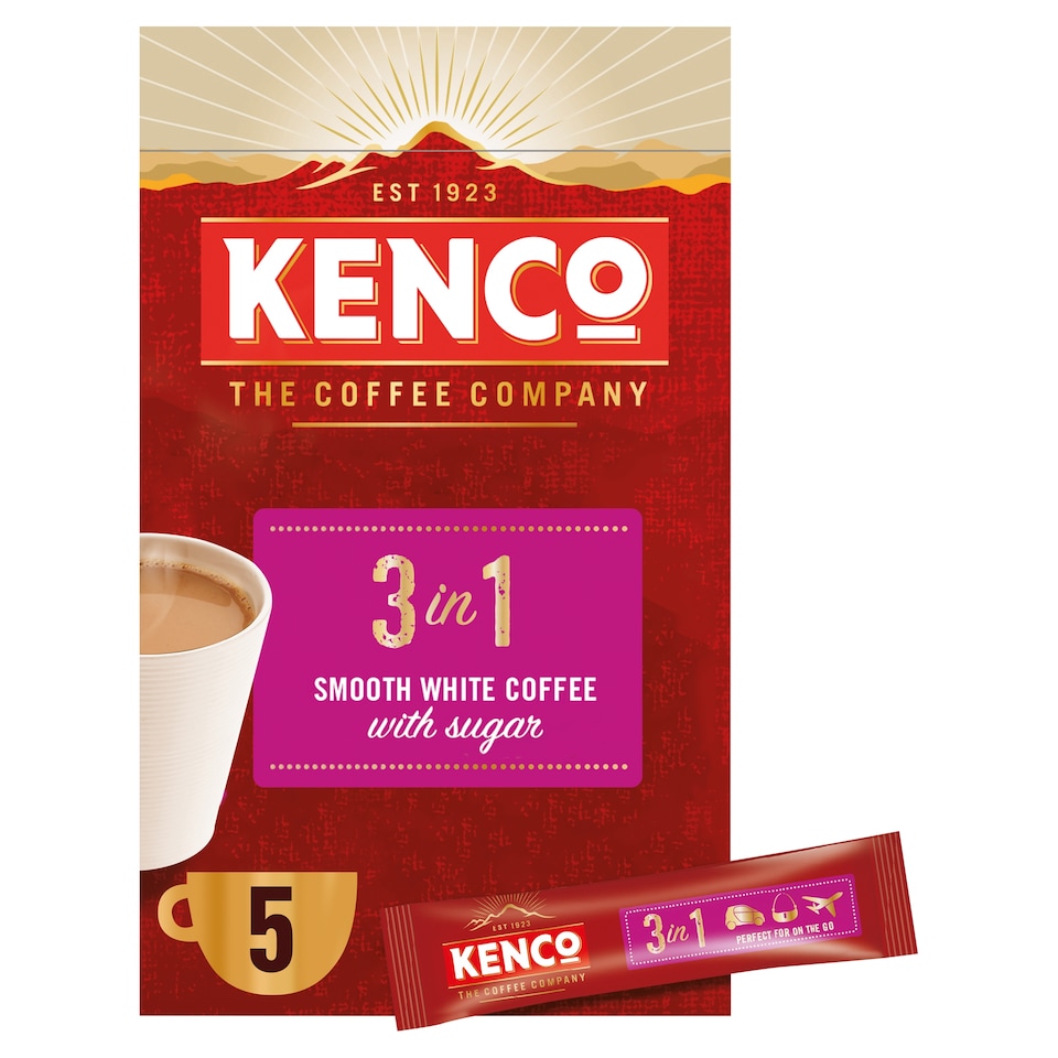 image 1 of Kenco 3 In 1 Instant Smooth White Coffee 5 Sachet 100G
