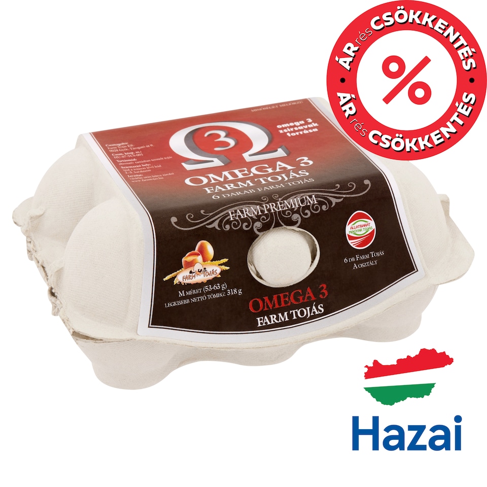 Farm Tojás Prémium Omega 3 tojás M 6 db