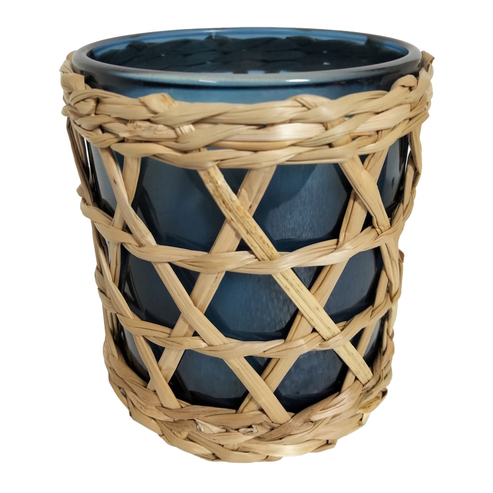 image 1 of F&F Home Lemon and Basil Rattan and Glass Candle Assorted 221g