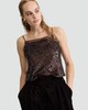 image 1 of F&F Organza Trim Sequin Embellished Co-ord Camisole in Brown