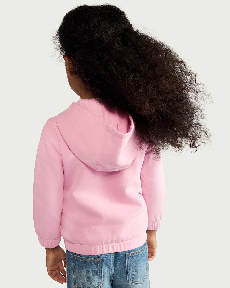 image 1 of F&F Girls Cotton Rich Zip Up Hoodie in Pink