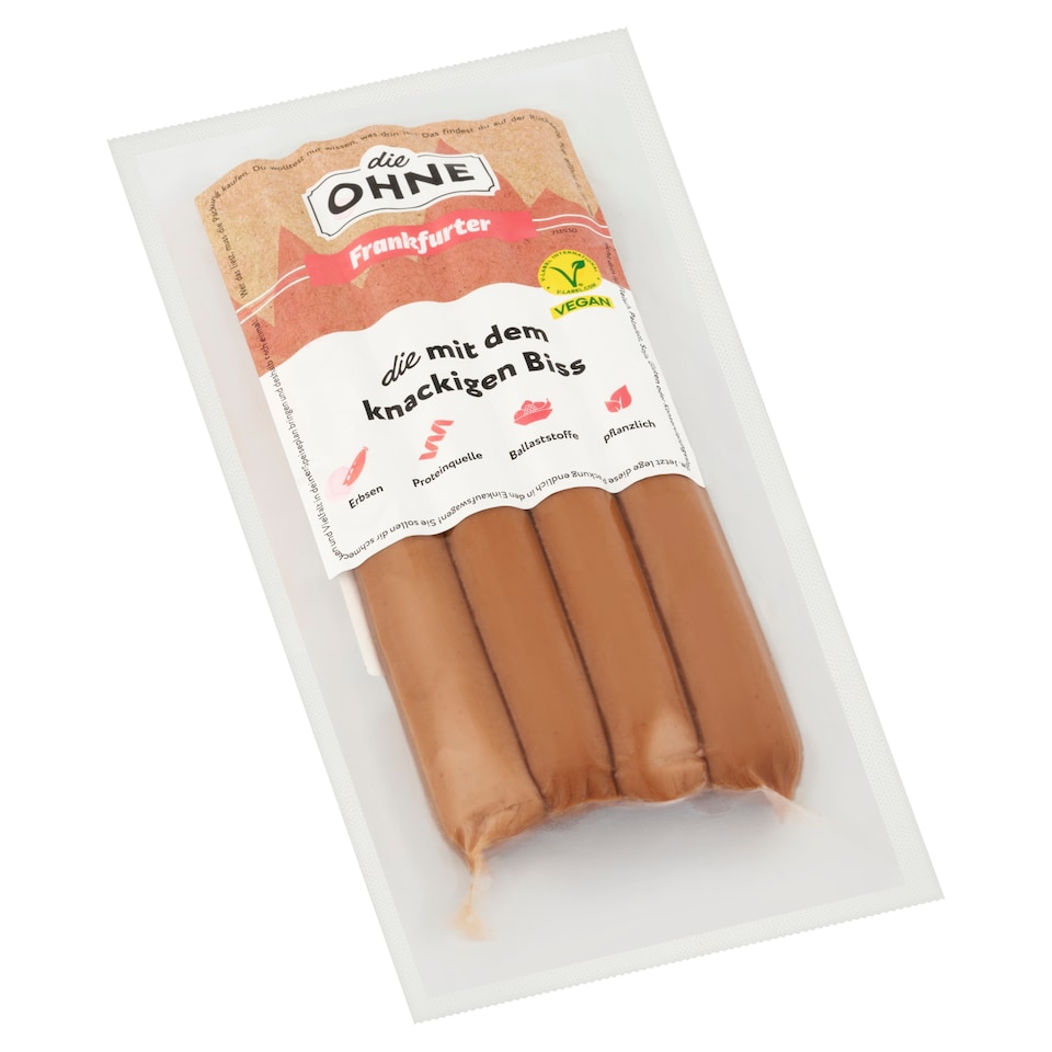 Die Ohne vegán frankfurti ízesítésű csemege 175 g