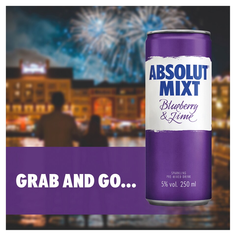 image 1 of Absolut Mixt Blueberry And Lime Vodka 250Ml Can