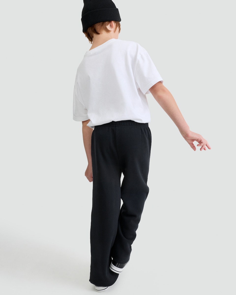 image 1 of F&F Girls Cotton Rich Wide Leg Side Stripe Popper Joggers in Black