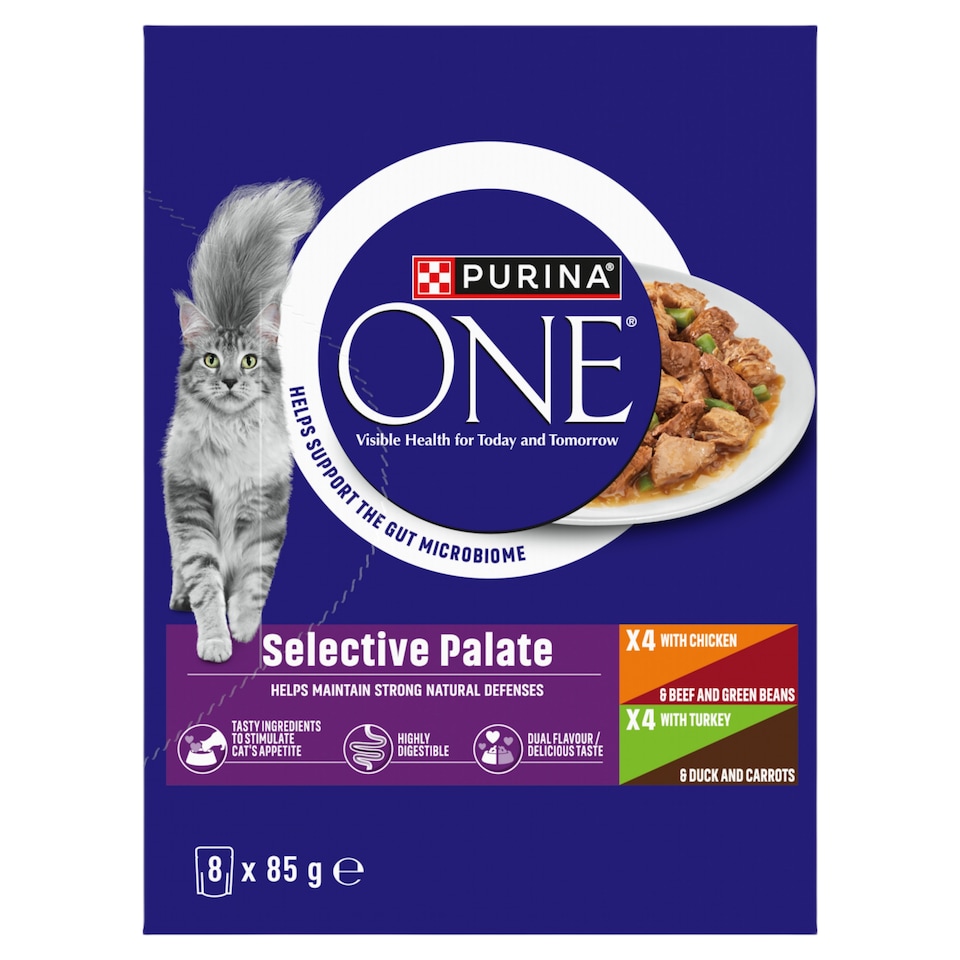 image 1 of PURINA ONE Mini Fillets Selective Palate Wet Cat Food 8x85g