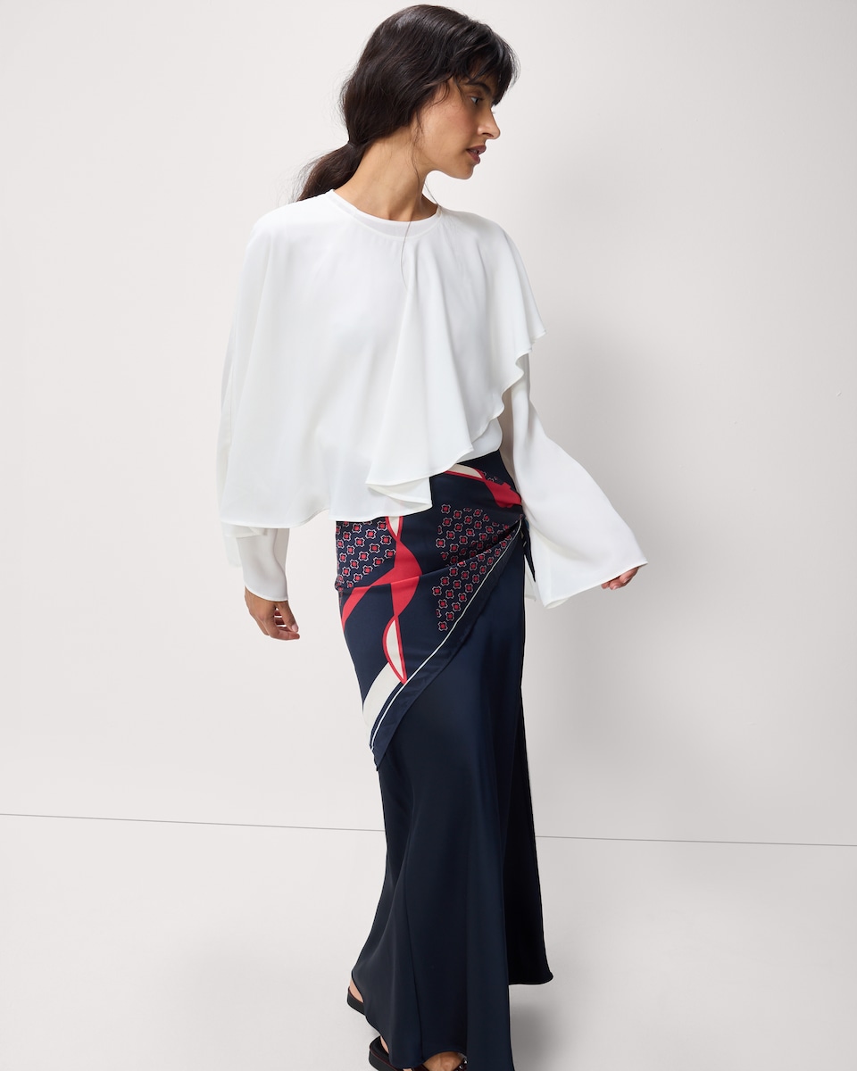image 1 of F&F Draped Cape Blouse in Cream