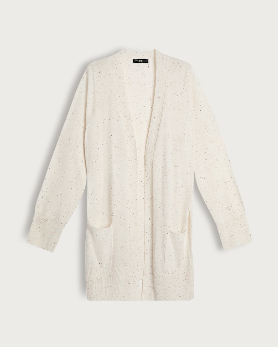 image 1 of F&F Open Front Longline Cardigan in White