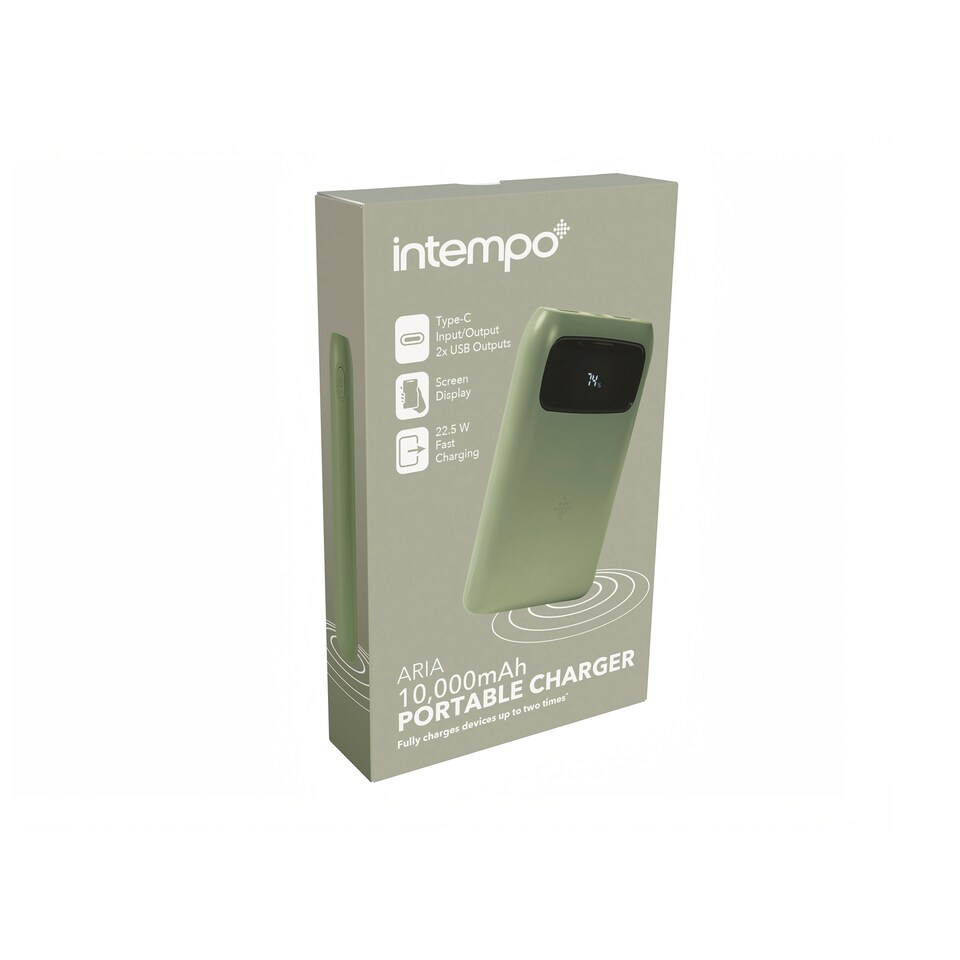 image 1 of Intempo Aria Green Portable Charger 10,000MAH