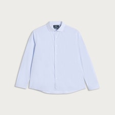 F&F Pure Cotton Slim Fit Stripe Print Button Down Shirt in Blue