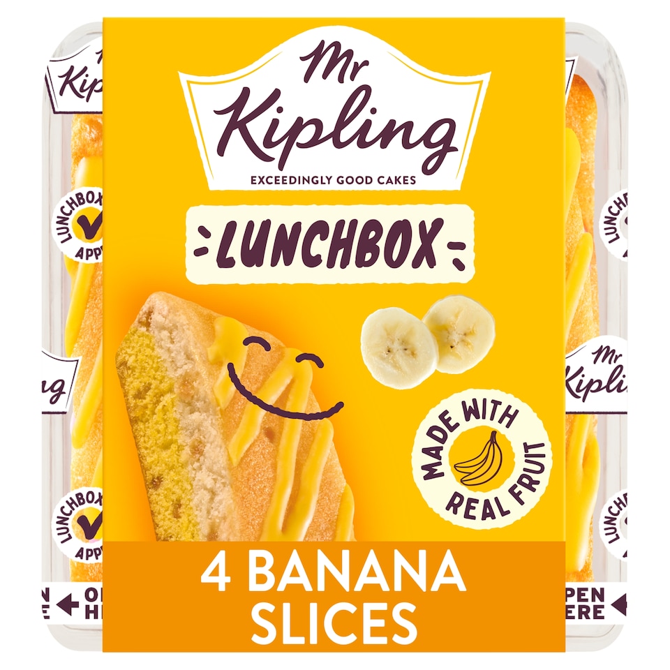 image 1 of Mr Kipling Banana Lunchbox Cake Slices 4 pack