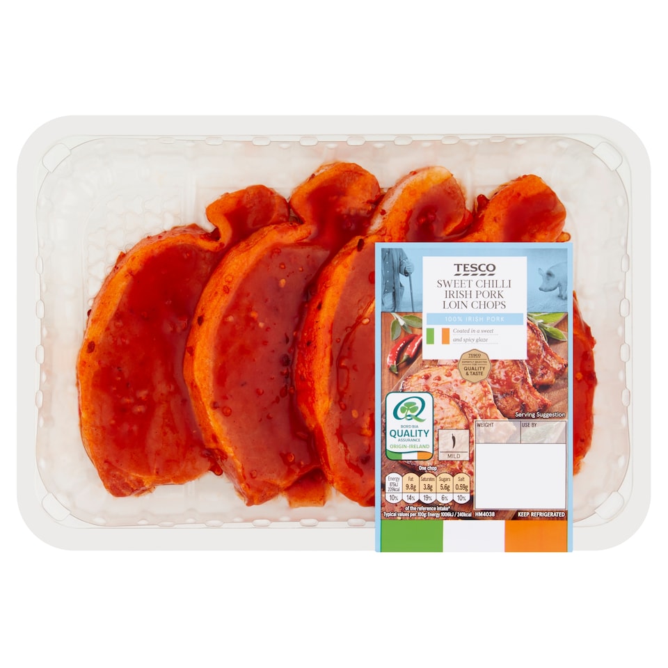 Tesco Sweet Chilli Irish Pork Loin Chops 500G