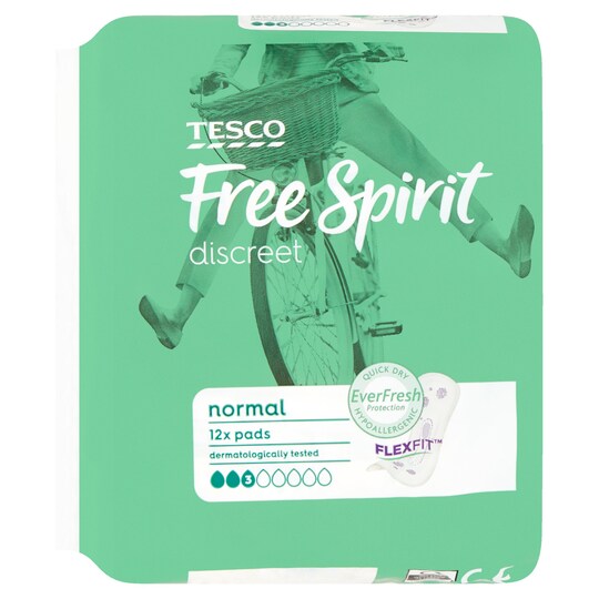 Tesco Free Spirit Discreet Normal Pads 12 Pack Tesco Groceries