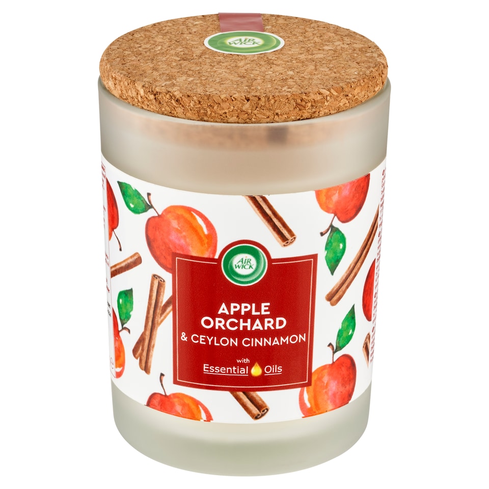 image 1 of Air Wick Essential Oils Apple Orchard & Ceylon Cinnamon Candle 185g